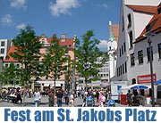 Festwochenende „St.-Jakobs-Platz – Nachbarn bauen Brücken”. Zur 850-Jahrfeier öffnen erstmals alle Anrainer des St.-Jakobs-Platzes gemeinsam ihre Türen am Wochenende für ein Zwei-Tages-Programm für die Stadt und ihre Gäste. (Foto: Martin Schmitz)